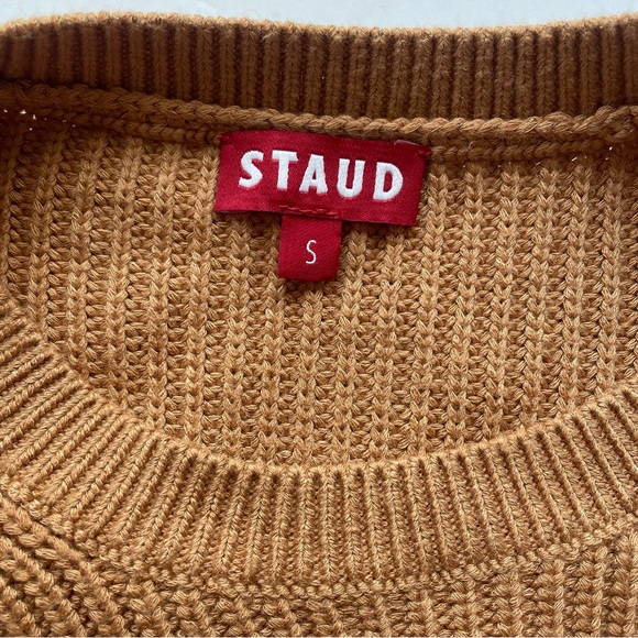 Staud Marylebone Sweater Dress‎ Size S Camel Brown Ribbed Knit Long Sleeve - Picture 4 of 5